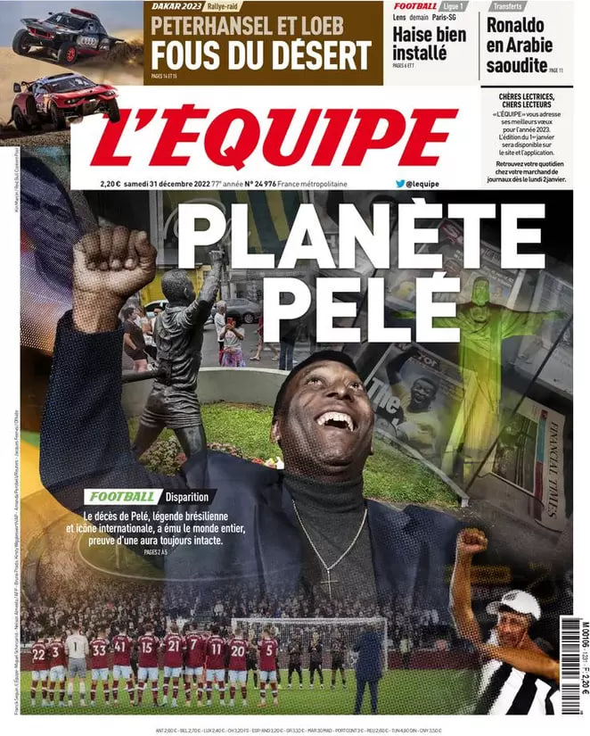 غلاف صحيفة ليكيب الفرنسية بتاريخ السبت 31 ديسمبر 2022