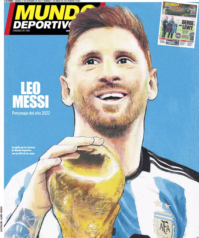 غلاف صحيفة موندو ديبورتيفو الفرنسية بتاريخ السبت 31 ديسمبر 2022
