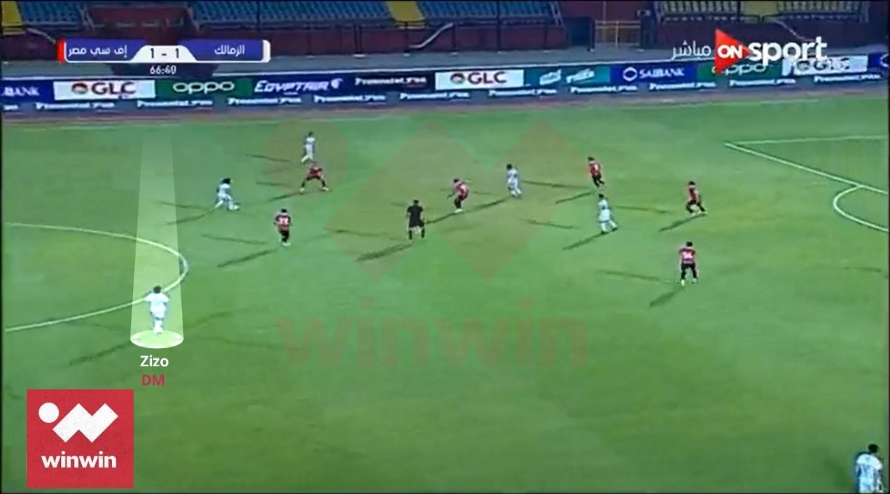 أحمد سيد زيزو يلعب كوسط ميدان "دفاعي" في مباراة الزمالك وإف سي مصر في موسم 2019-20 (winwin)
