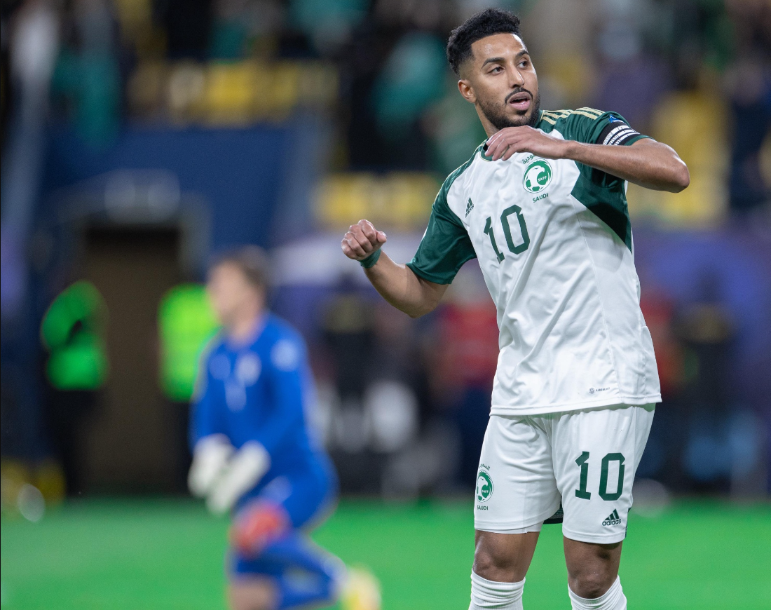 المنتخب السعودي سالم الدوسري طاجيكستان تصفيات كأس العالم 2026 (twitter/SaudiNT) ون ون winwin