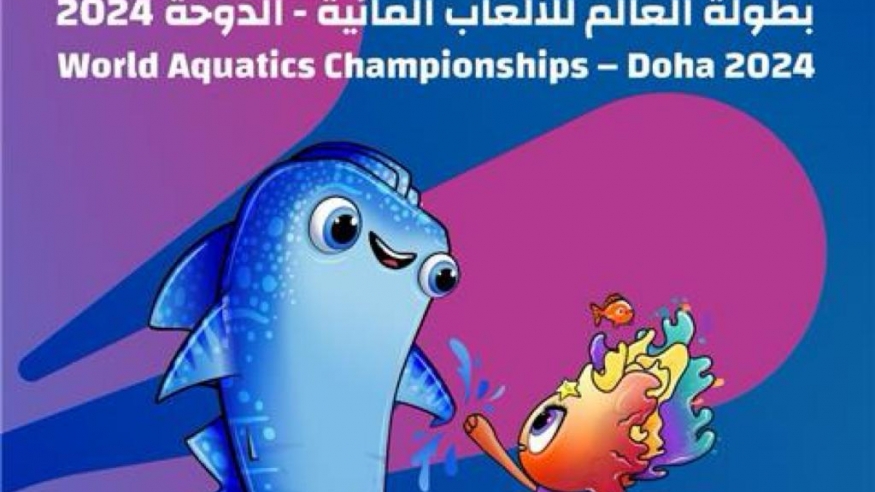 شعار بطولة العالم للألعاب المائية 2024 المقامة بالدوحة (winwin) وين وين winwin