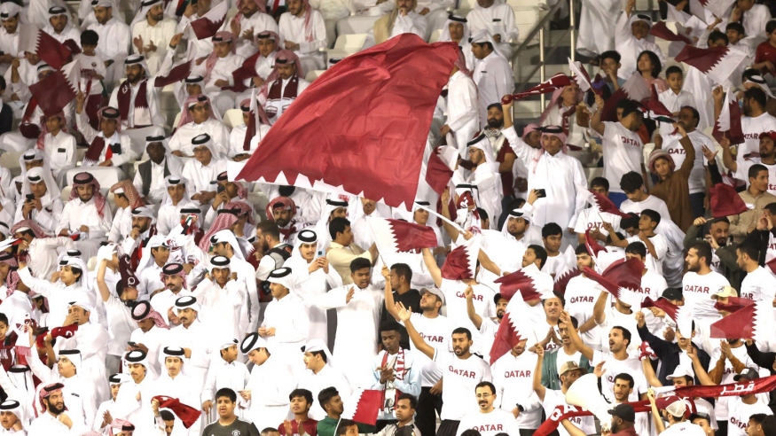 من حضور جماهير منتخب قطر في مباراة الكويت (X/QFA) وين وين winwin