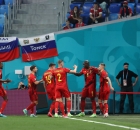 منتخب بلجيكا خلال الفوز على روسيا