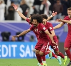 من احتفال لاعبي قطر بعد الفوز على أوزبكستان في ربع نهائي كأس آسيا 2024 ون ون winwin