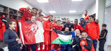 فرحة لاعبي الاتحاد الليبي بالتأهل لدور المجموعات في كأس الكونفدرالية (Facebook/ IttihadSCly)