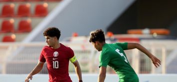 لقطة من مباراة قطر والعراق تحت 17 سنة في تصفيات كأس ىسيا للناشئين (Twitter/QFA) ون ون winwin