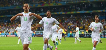 الدولي الجزائري إسلام سليماني يحتفل بهدفه في مرمى منتخب روسيا في كأس العالم 2014 (Getty) ون ون winwin