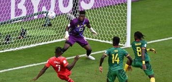 لحظة تسجيل بريل امبولو لهدف الفوز لسويسرا في مرمى الكاميرون في مونديال 2022 (Getty) ون ون winwin