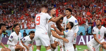 فرحة لاعبي المغرب بالفوز على بلجيكا