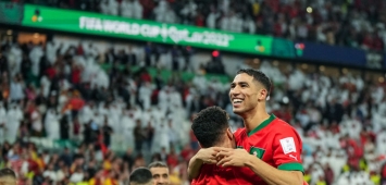 أحتفال أشرف حكيمي بعد تأهل المنتخب المغربي (Getty) ون ون winwin
