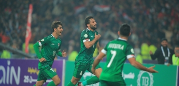 احتفال لاعبي العراق بالفوز على اليمن (twitter/AGCFF) ون ون winwin