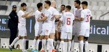 فرحة لنجوم العربي القطري خلال مباراة سابقة بالموسم الحالي (twitter/qsl) ون ون winwin
