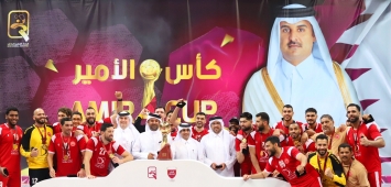 احتفالات لاعبي العربي بلقب كأس أمير قطر لكرة اليد 2022-23 (Twitter/alarabi)