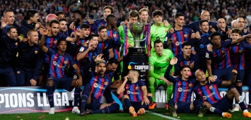 برشلونة بطل الدوري الإسباني للموسم 2022-2023 (Getty) وين وين Winwin