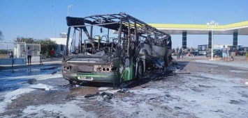 حافلة محترقة في تونس