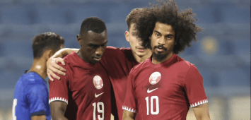 من فوز منتخب قطر الودي على كمبوديا 3-0 استعدادًا لكأس آسيا 2023 (X: QFA)