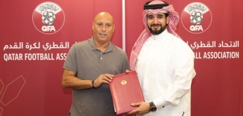 من مراسيم توقيع المدرب الإسباني ماركيز لوبيز لعقده مع منتخب قطر حتى 2026 (QFA.QA) ون ون winwin