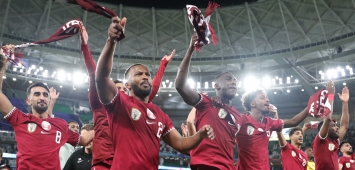 احتفال لاعبي قطر بالتأهل إلى نهائي كأس آسيا قطر 2024 (winwin)