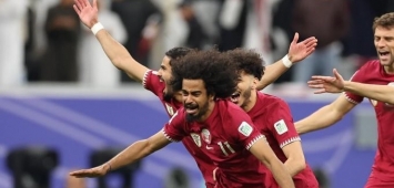 من احتفال لاعبي قطر بعد الفوز على أوزبكستان في ربع نهائي كأس آسيا 2024 ون ون winwin