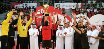 إحتفال لاعبي نادي الريان القطري بالفوز بلقب البطولة الخليجية الـ 40 (X/Qatarhandball) ون ون winwin