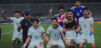 فرحة لاعبي منتخب الأوليمبي العراقي بعد التأهل في كأس آسيا تحت 23 عامًأ (FACEBOOK / IFA)