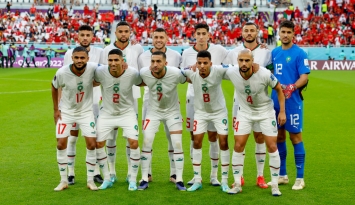 لاعبي المغرب قبل أنطلاق مباراة بلجيكا 