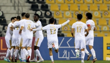 فرحة جماعية للاعبي قطر بالفوز على العربي