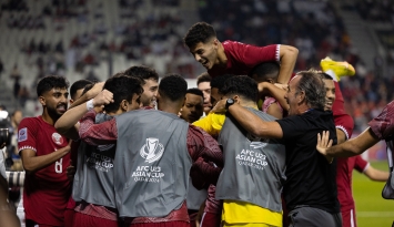 فرحة كبيرة للاعبي منتخب قطر بعد الفوز الثمين
