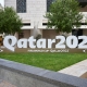 شعار كأس العالم لكرة القدم 2022 في مشيرب بقلب العاصمة الدوحة (Getty) ون ون winwin