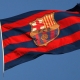 علم برشلونة يرفرف فوق ملعب كامب نو معقل النادي الكتالوني (Getty) وين وين winwin
