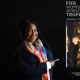 الأمينة العامة للفيفا فاطمة سامورا تقف بجانب مجسم كأس العالم للسيدات (getty)
